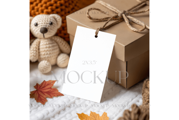 Kraft Box Tag Mockup in Fall Style