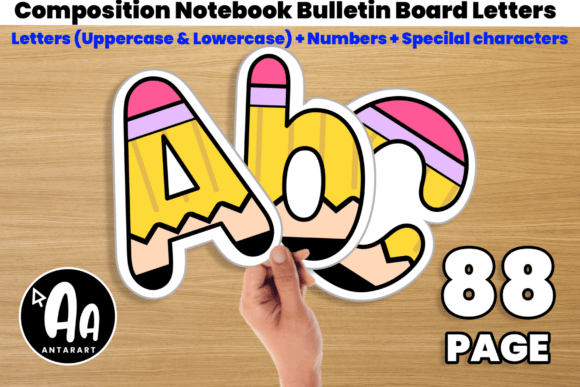 Pencil Theme Bulletin Board Letters Grafika Rękodzieła Przez AntarArt