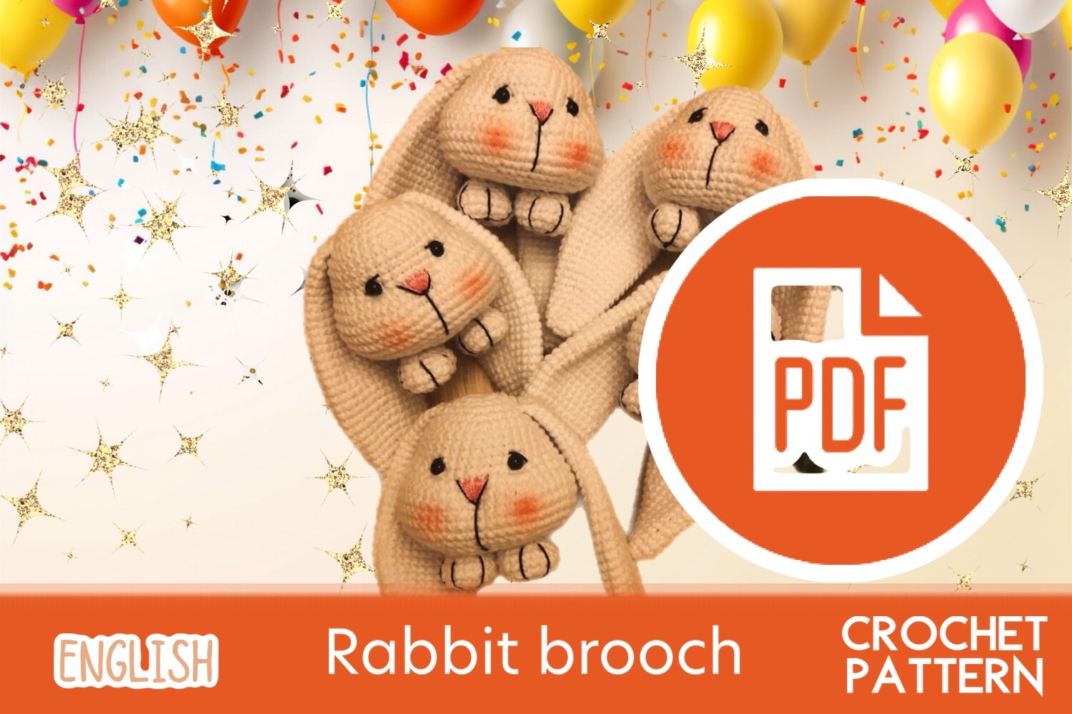 Rabbit BunnyBrooch / Easter Crochet