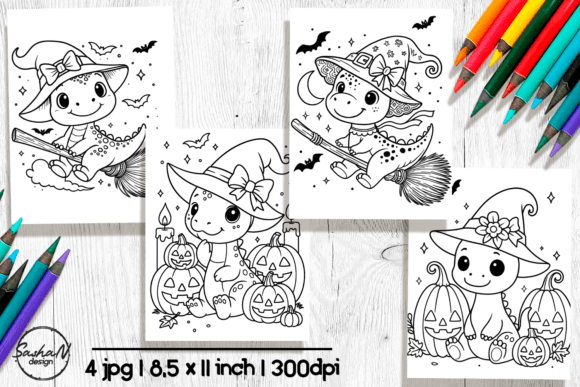 Spooky Cute Dinosaur Coloring Pages