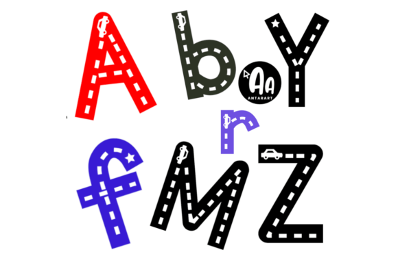 Abcd Ref Alphabet Tracing Road Mats Font - Preview 1