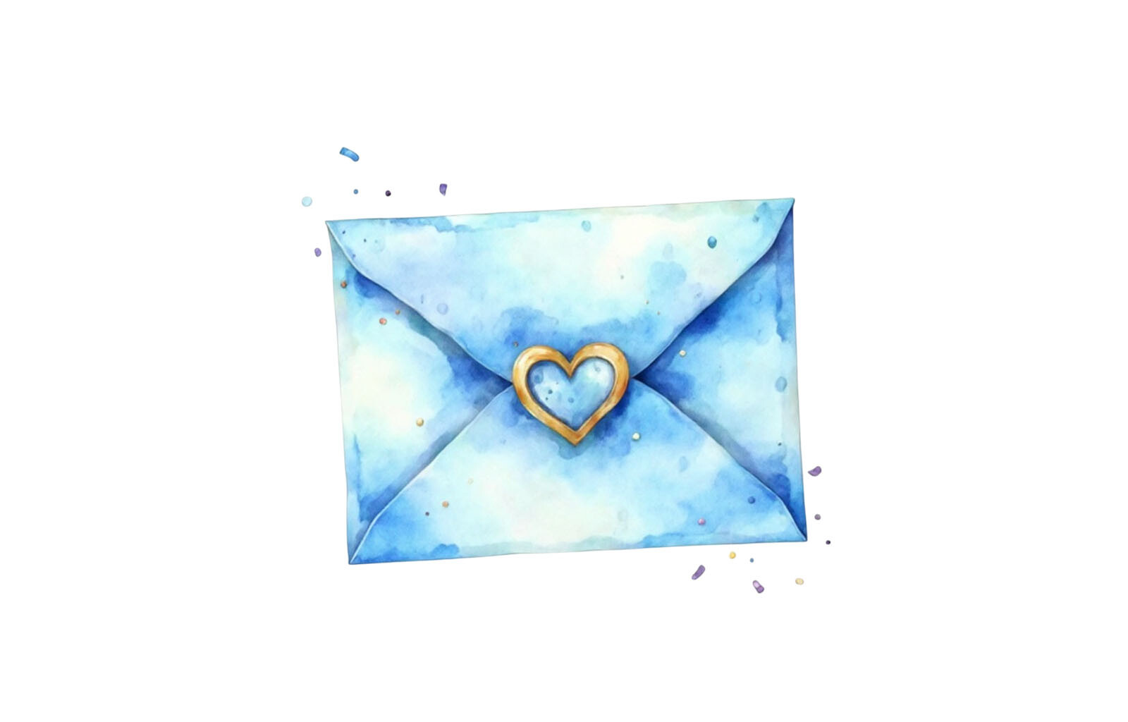 Blue Watercolor Heart Envelope Clipart