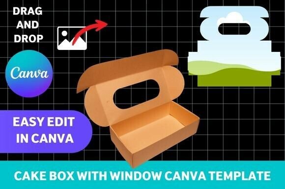 Cake Box with Window Template Canva