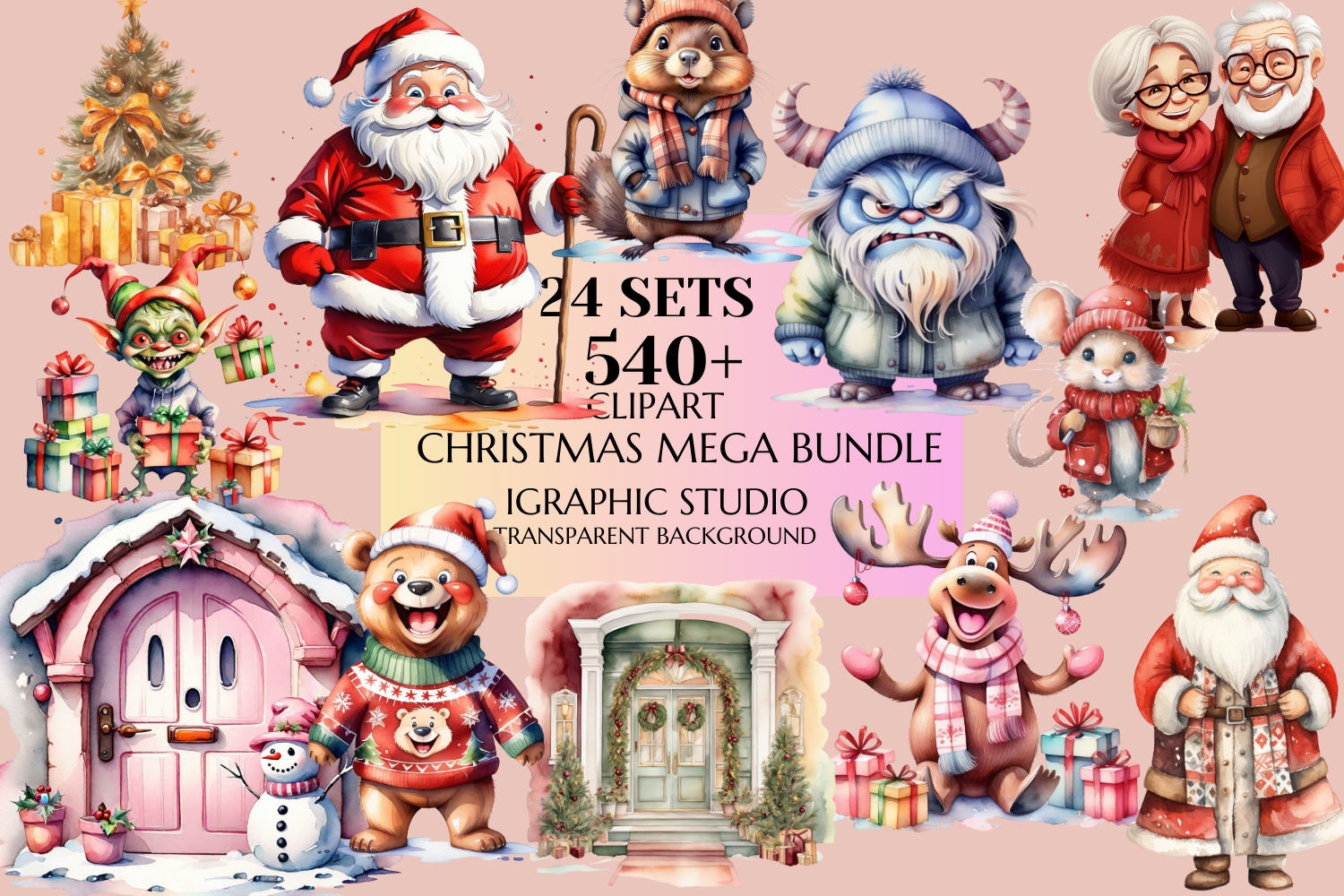 Christmas Mega Clipart Bundle, Xmas Png - photo 1