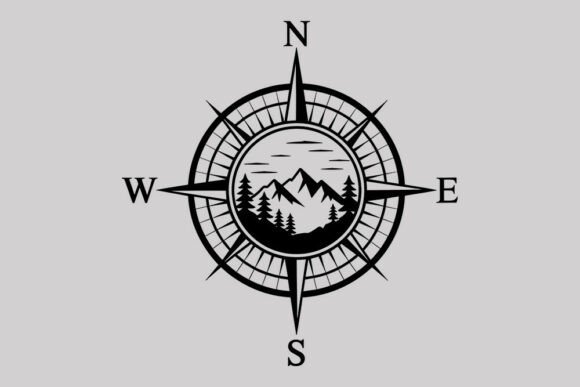 Compass Rose Mountain Adventure SVG