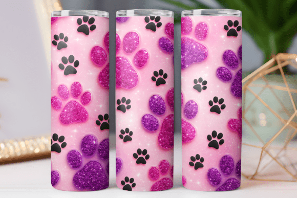 Dog Paw Tumbler Photo Design Wrap 20oz