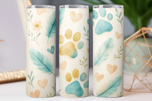 Dog Paw Tumbler Skinny Design Wrap 20oz Graphic Tumbler Wraps By Dream Studio MAX