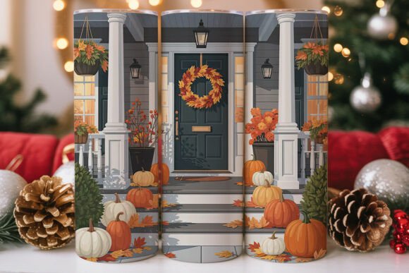Fall Porch Decor 20oz Tumbler Wrap