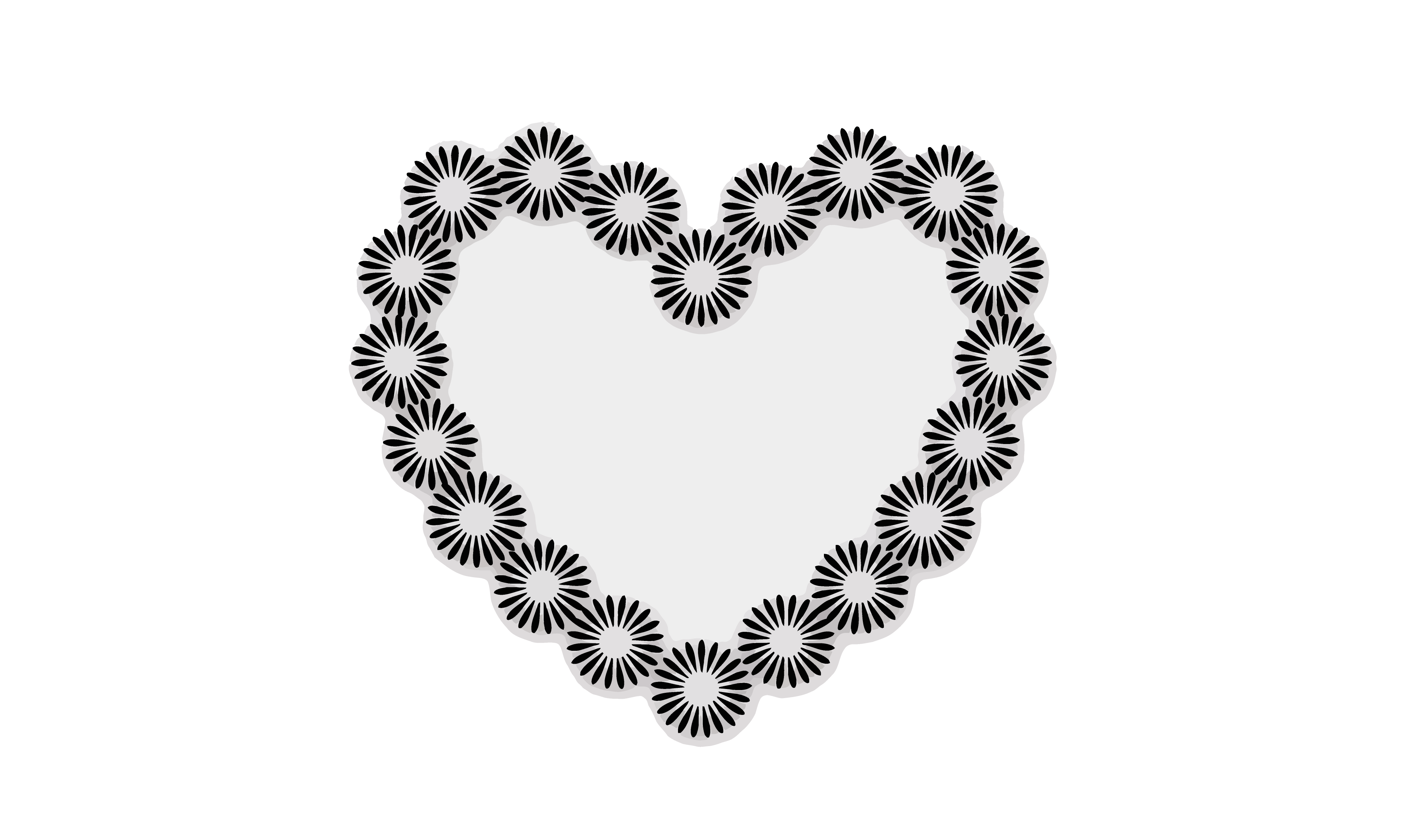 Floral Heart Frame Clipart Black White