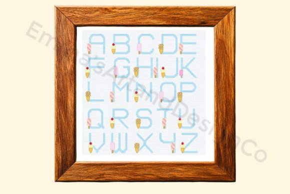 Ice Cream Alphabet Cross Stitch Pattern