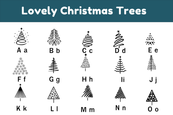 Lovely Christmas Trees Font PNG with transparent background - Preview 4