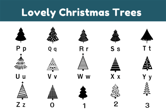 Lovely Christmas Trees Font PNG with transparent background - Preview 5
