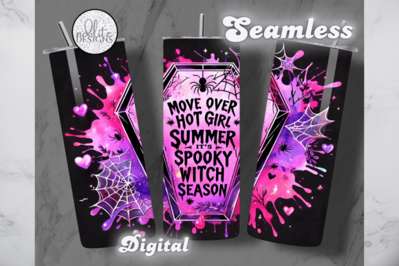 Pink Spooky Witch Season Tumbler Wrap