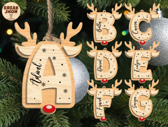 Reindeer Alphabet Ornament Cut File Svg Laser Cutting