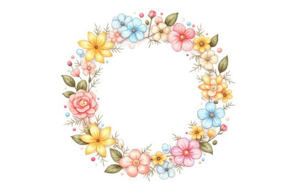 Watercolor Floral Wreath Clipart