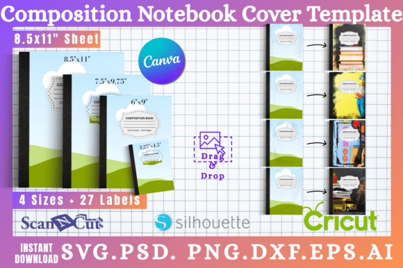 15pc Composition Notebook Cover Template