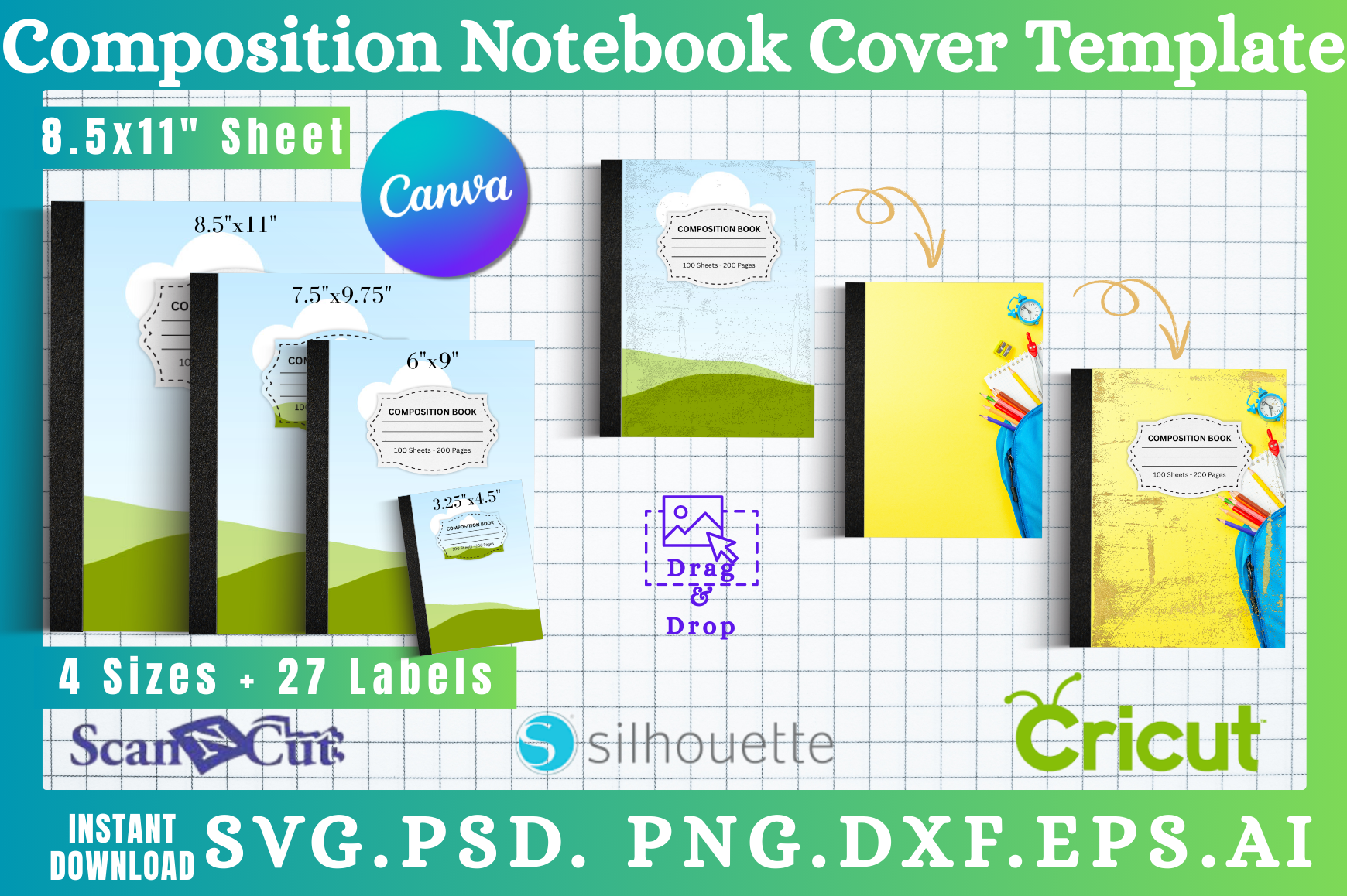 Composition Notebook Cover Templates 02