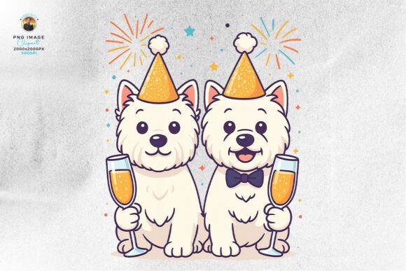 cute dogs new year party clipart png cricut HTV holiday tee NYE party prop tumbler