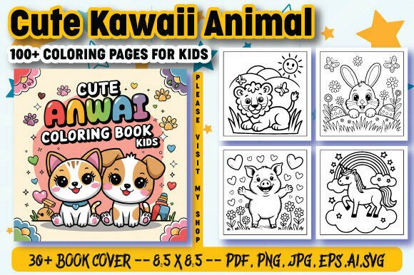 Cute Kawaii Animal Coloring Book
