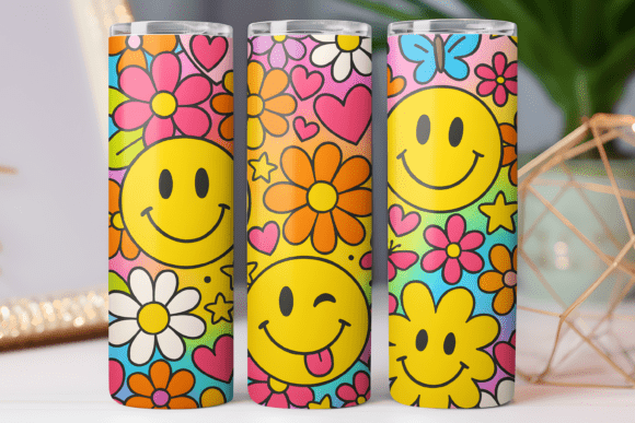 Daisy Smile Flower Tumbler Wrap Design