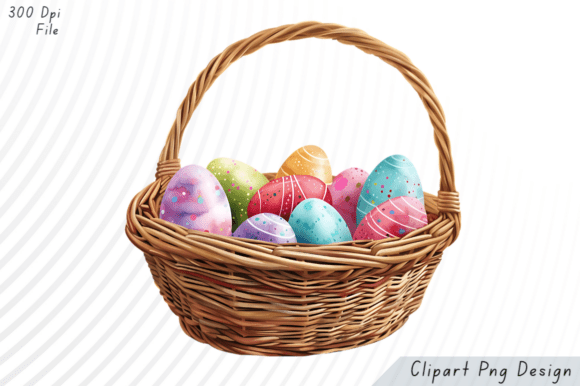 Easter Basket With Colorful Eggs Png Cli Graphics