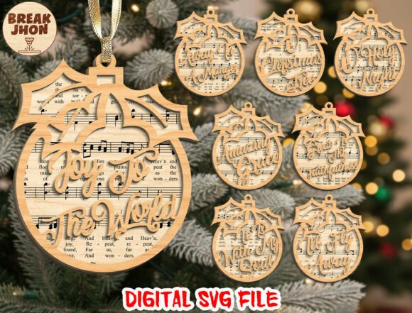 Holiday Laser Cut Ornaments Svg Bundle Laser Cutting By Break Jhon