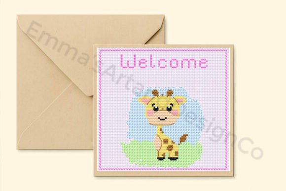 New-born Giraffe Card Cross Stitch