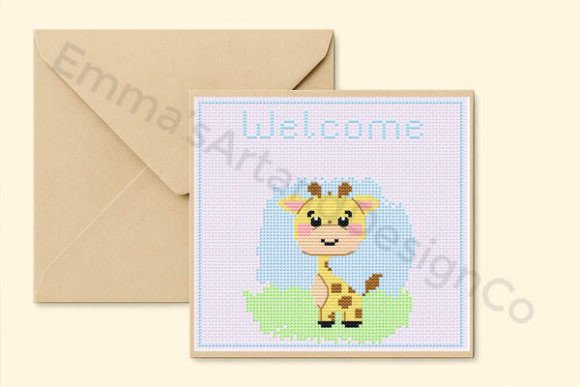 New-born Giraffe Card Cross Stitch