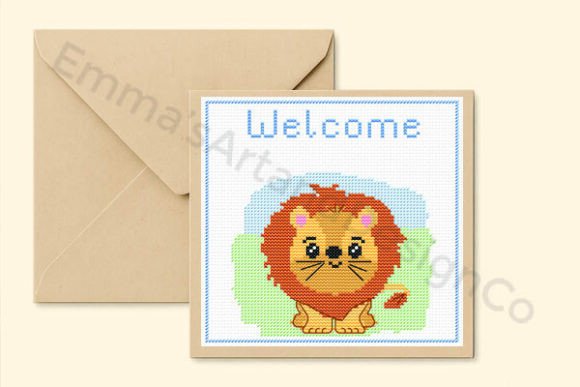 New-born Lion Card Cross Stitch Pattern