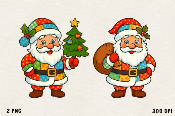 Patchwork Christmas Clipart | Cute PNG