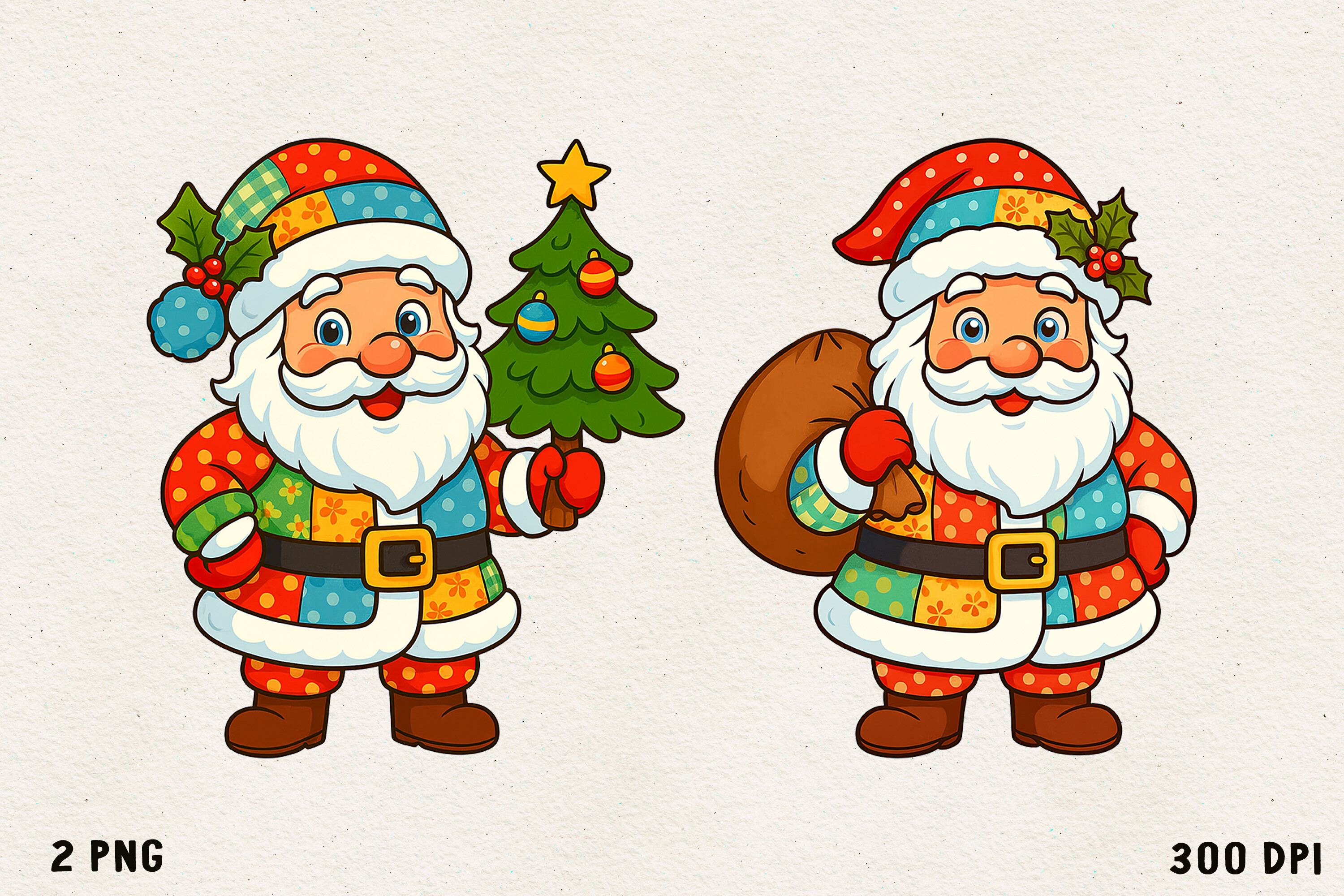Patchwork Christmas Clipart | Cute PNG