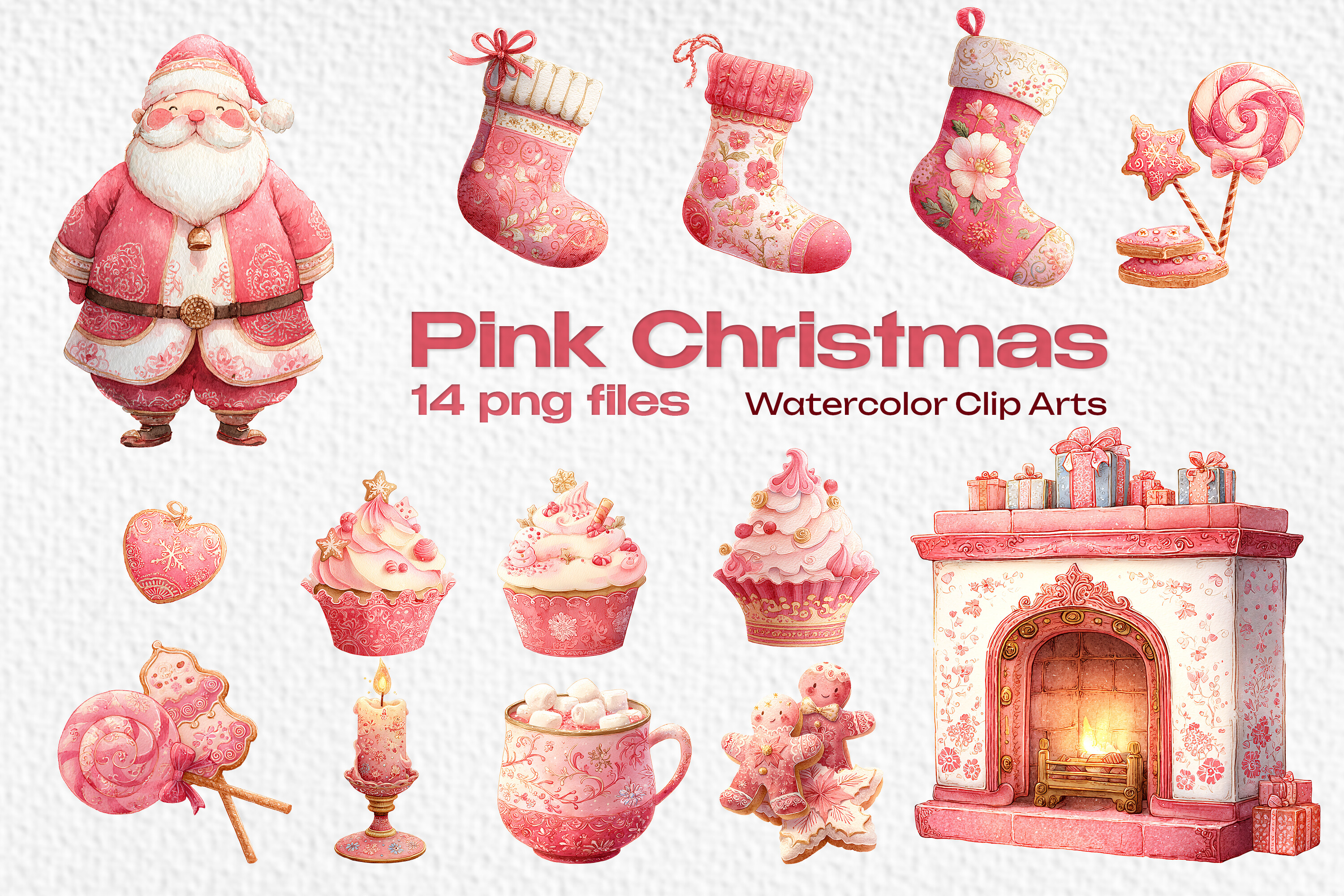 Pink Christmas Cliparts, Scrapbook - photo 1