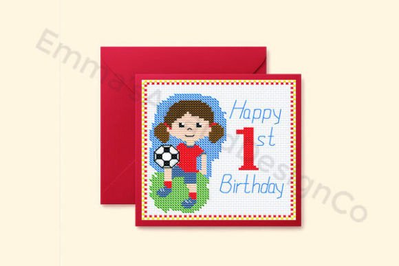 Soccer 1st Birthday Card Cross
