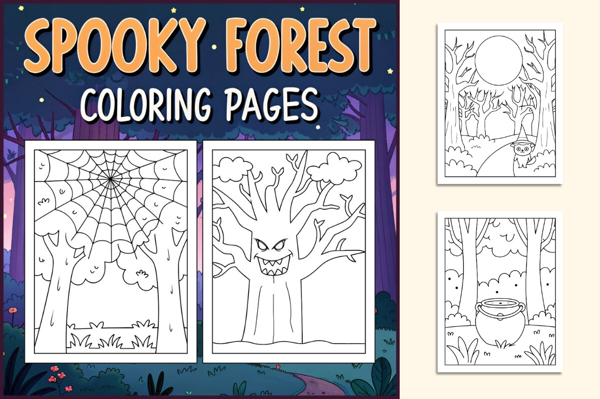 Spooky Forest Coloring Pages for Kids