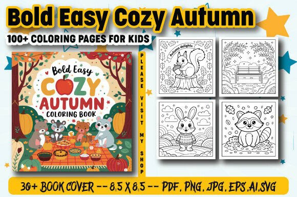 Bold Easy Cozy Autumn Coloring Book