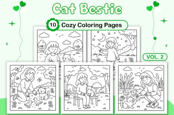 Cat Bestie Cozy Coloring Pages Vol. 2