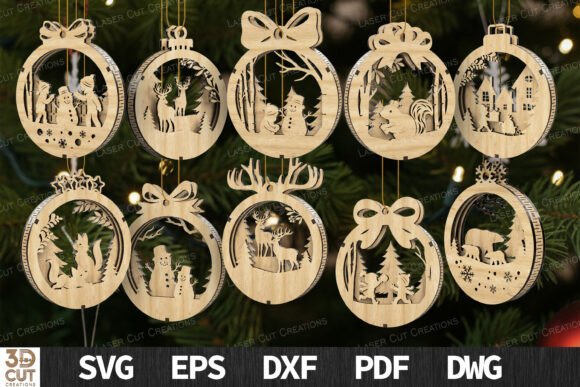 Christmas Ornaments Bundle Svg Laser Cut Laser Cutting
