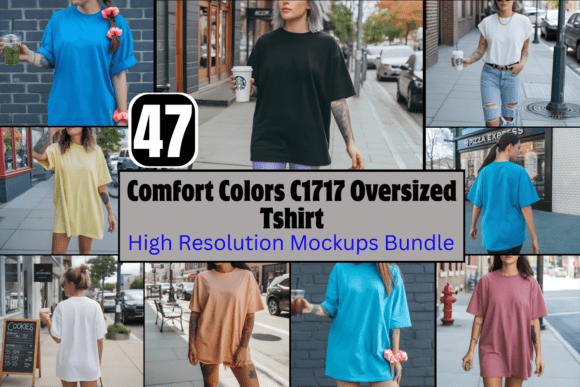 Comfort Colors C1717 Oversized Tshirt Mo Illustration Maquettes de Produits Par Mockups Verse Pro