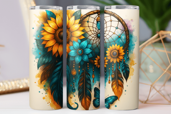 Dreamcatcher Floral Tumbler Wrap Art Png