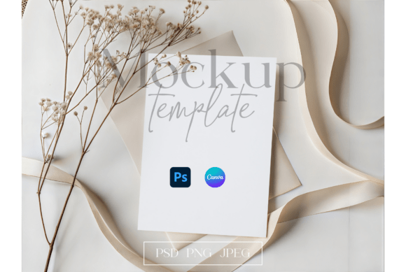 Elegant Flatlay Ribbon Invite Mockup Grafika Makiety Produktów Przez Mockup Wizard