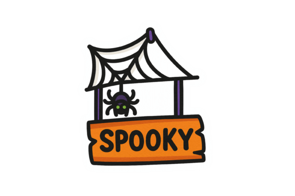 Halloween Spooky Spider Web Sign Sticker Graphic Labels & Stickers By OCA Creative Labs