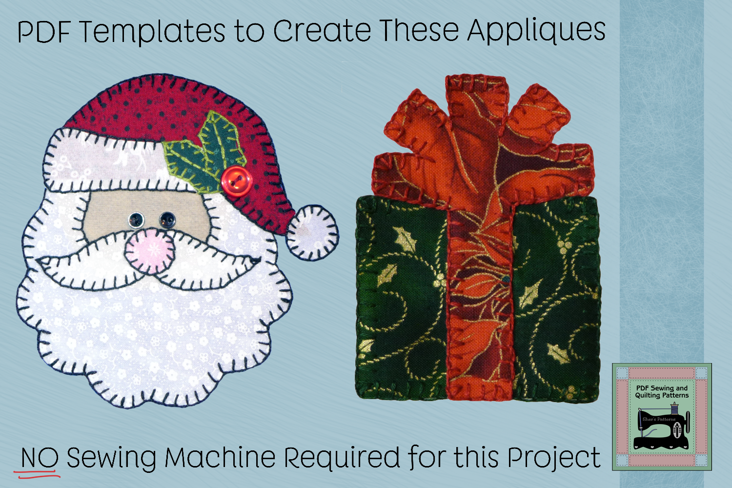 PDF Applique Template for Santa & Gift