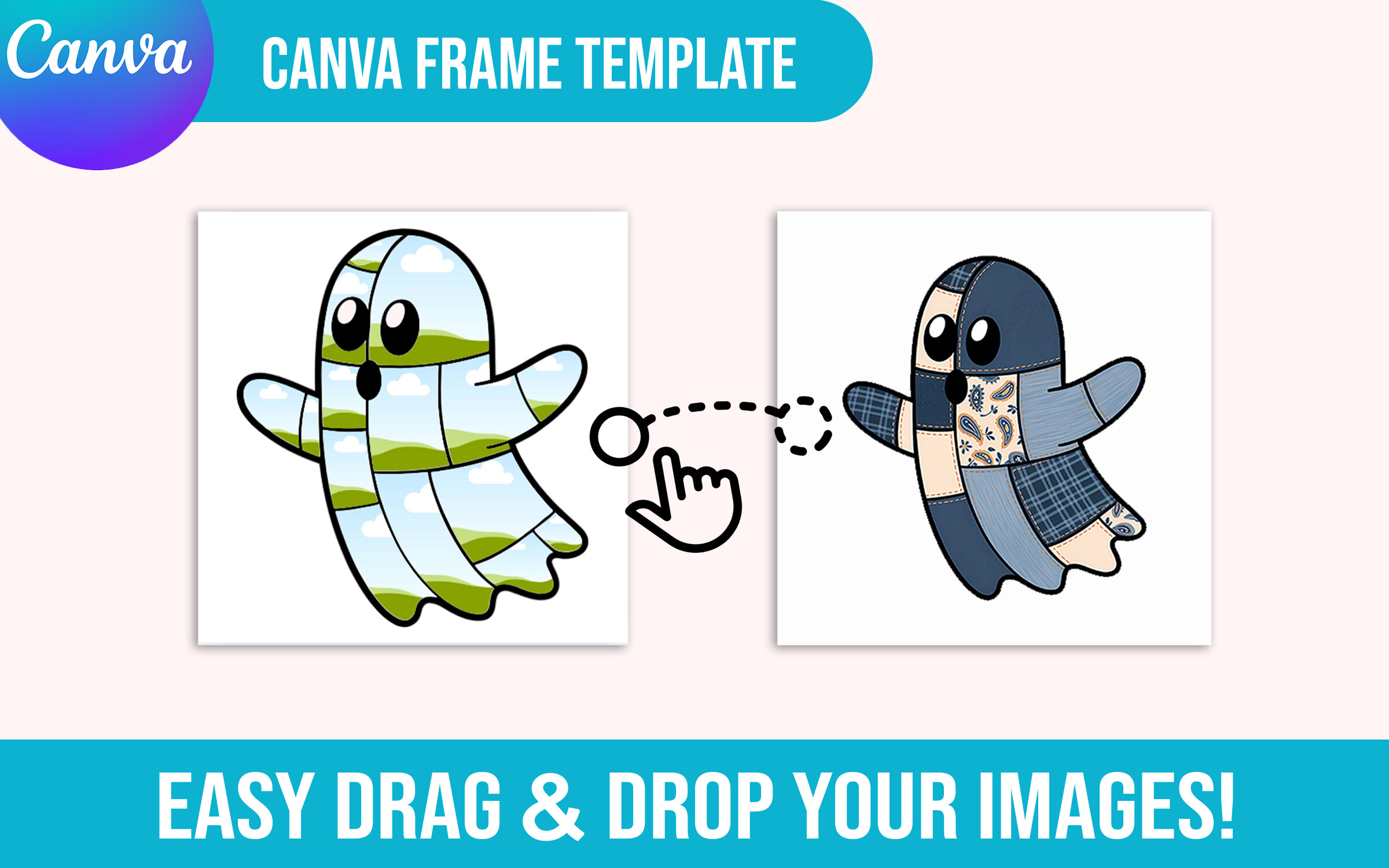 Patchwork Ghost Canva Frame Template