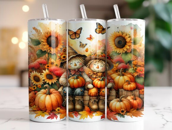 Scarecrow Farmhouse Fall Tumbler Wrap