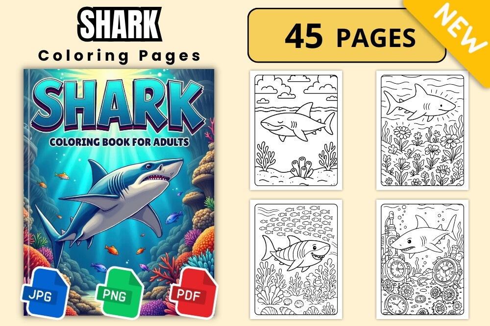 Shark Ocean Coloring Book for Adults