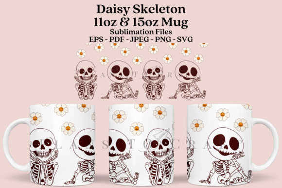 Skeleton Halloween 1115oz Mug Wrap Svg Graphics