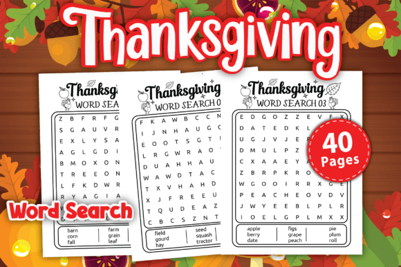 Thanksgiving Word Search for Kids