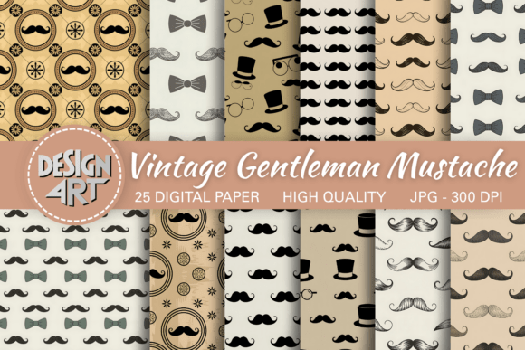 Vintage Gentleman Mustache Pattern Afbeelding Papieren Patronen Door Design Art