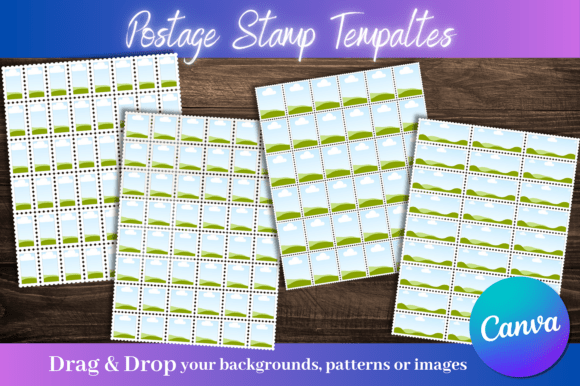 Vintage postage stamp custom Canva templates
