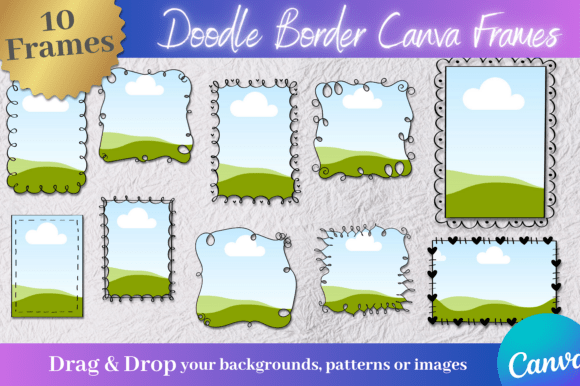 Hand drawn doodle border custom Canva frames